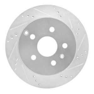 Chevrolet Equinox Brake Rotor (1) - Rear Right - R1 Concepts - Drilled & Slotted - Silver - `10-`17
